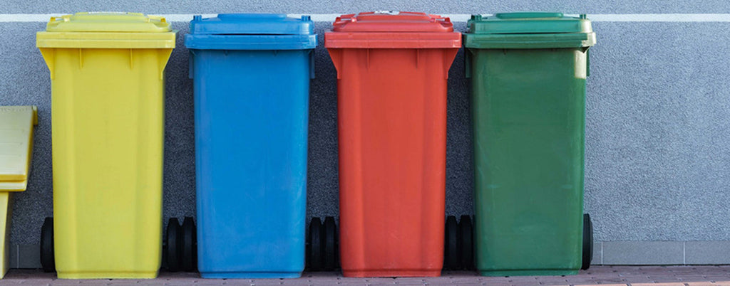 Separating bins for waste. How to live sustainable. 